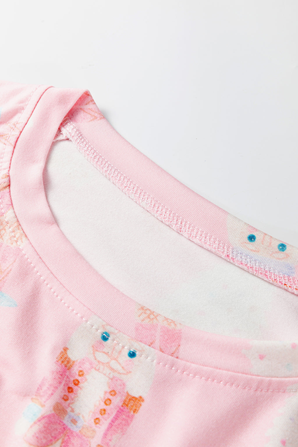 Pink Christmas Tree Nutcracker Print 2pcs Lounge Pant Set