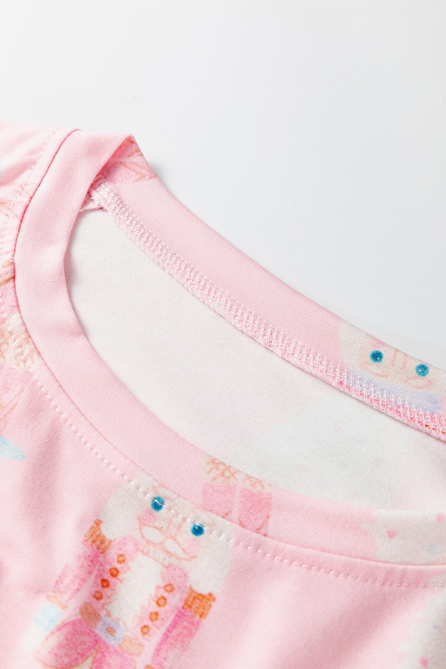 Pink Christmas Tree Nutcracker Print 2pcs Lounge Pant Set