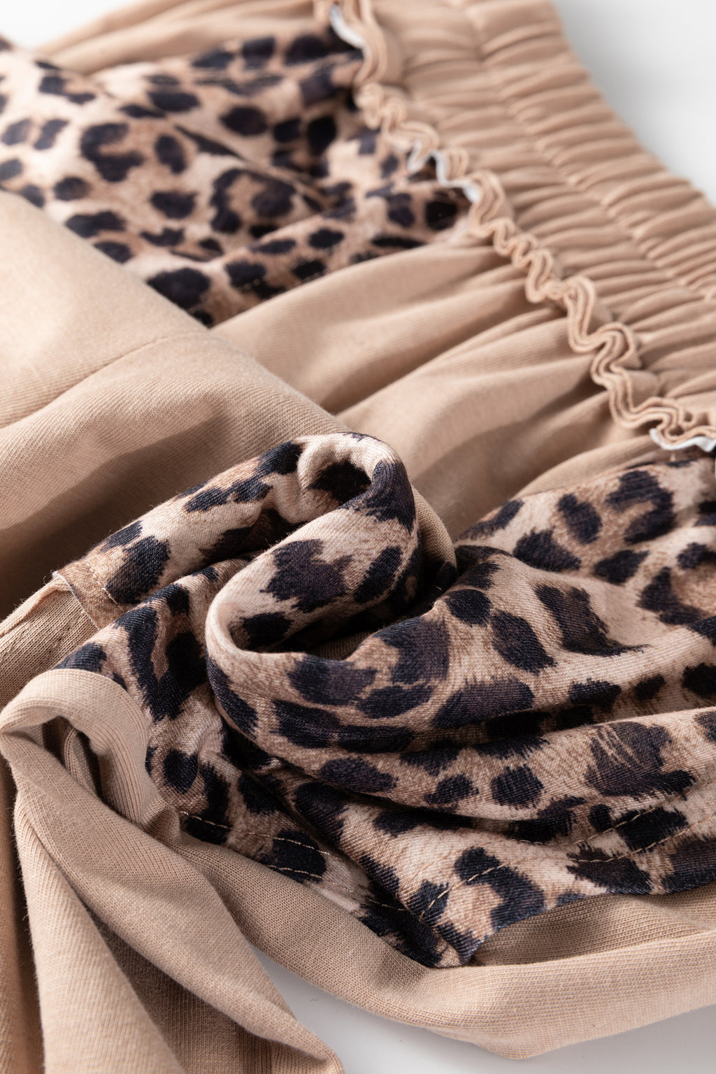 Straw Yellow Mineral Wash Leopard Patchwork Wide Leg Pants