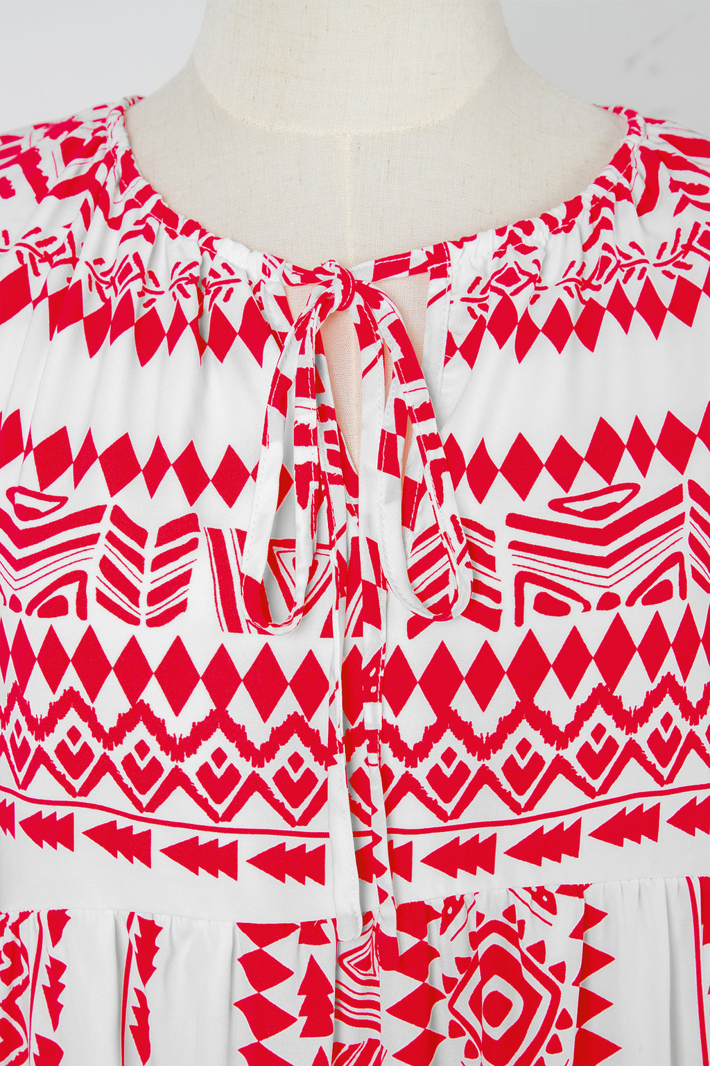 Red Boho Printed Half Sleeve Maxi Dress