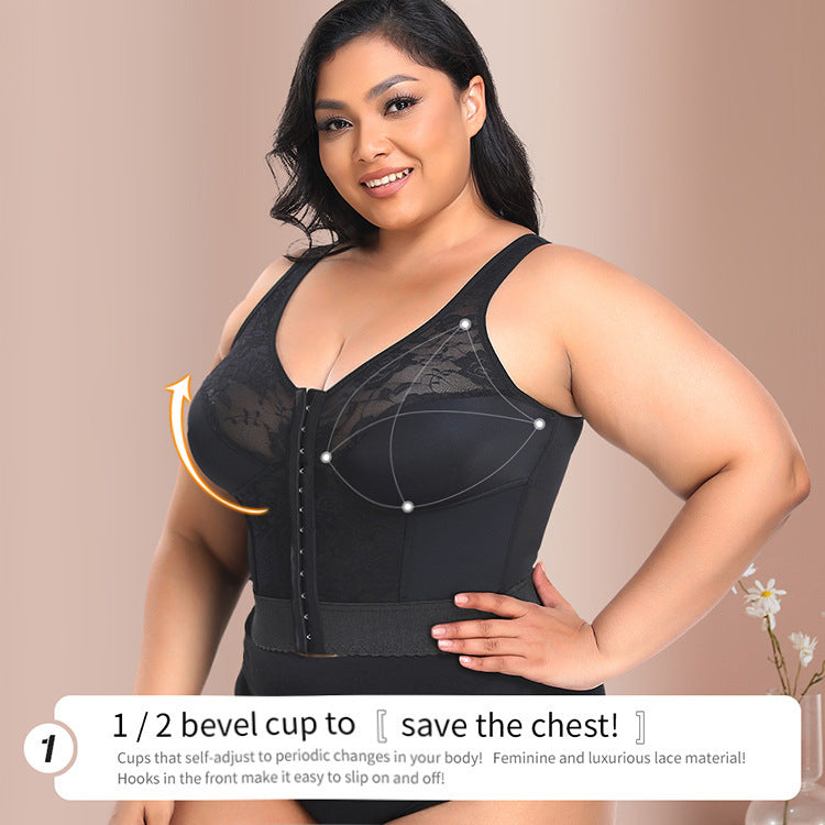 Lace Wireless Body Shaping Underwear Front Row Buttons Bra