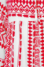 Red Boho Printed Half Sleeve Maxi Dress