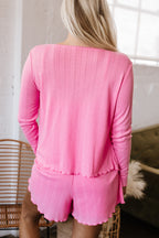 Orchid Petal Delicate Texture Cropped Cami Shorts and Cardigan 3pcs Lounge Set