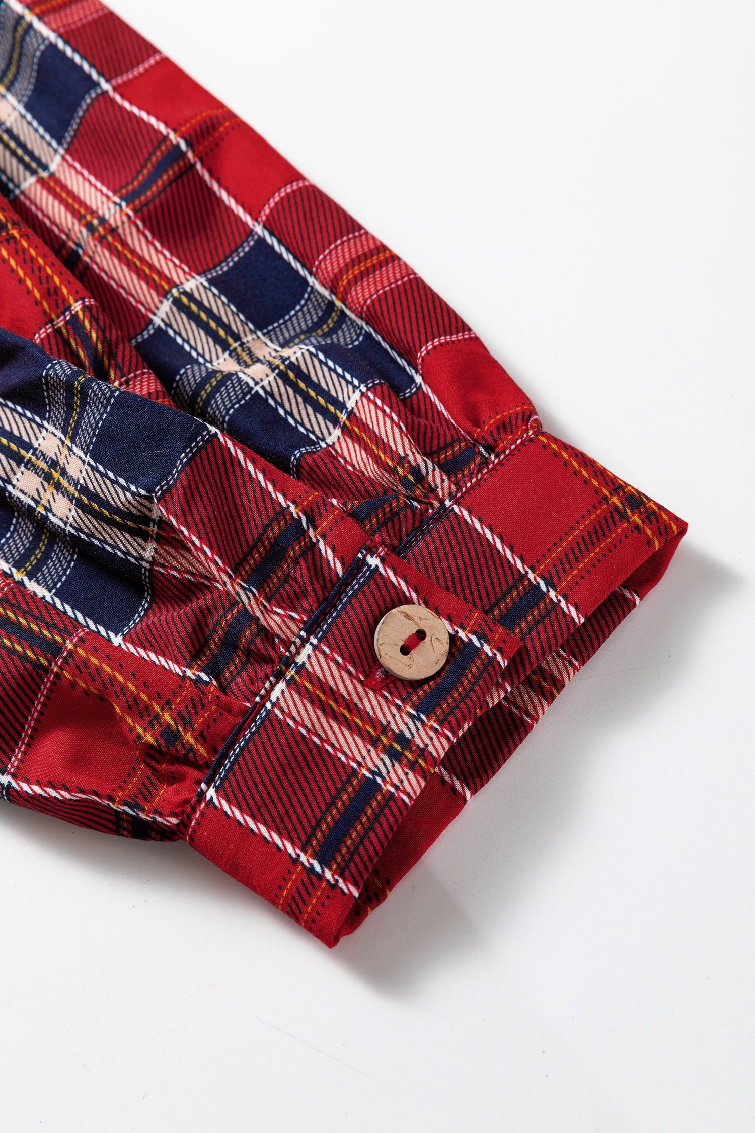 Green Plaid Print Frilly Collar Long Sleeve Shift Mini Dress