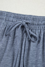 Frilled Detail Wide Leg Drawstring Elastic Waistband Pants
