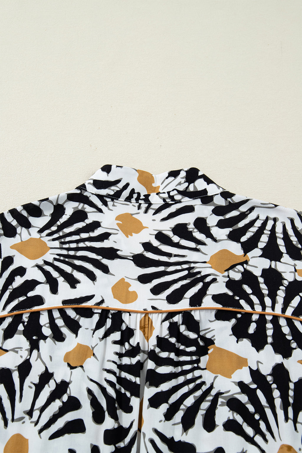 Black Abstract Floral Print Split V Neck Long Dress with Sleeves