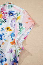 Sky Blue Vibrant Floral Print Cap Sleeve Mini Dress