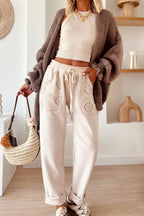 Jet Stream Embroidered Patched Pockets Drawstring Pants