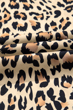 Parchment Leopard Drawstring Elastic Waistband Flowy Wide Leg Pants