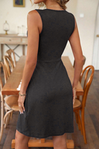 Dirty blue Twisted Bust V Neck Sleeveless Dress