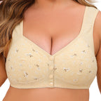 Front Button Printed Wireless Plus Size Bra