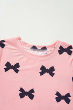 Pink Bow Printed Short 2pcs Lounge Set