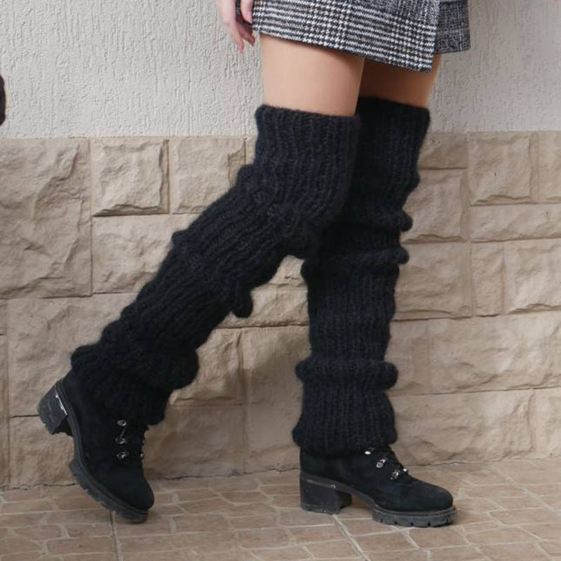 Mohair Long Tube Pile Style Foot Casual Knitted Bunching Socks