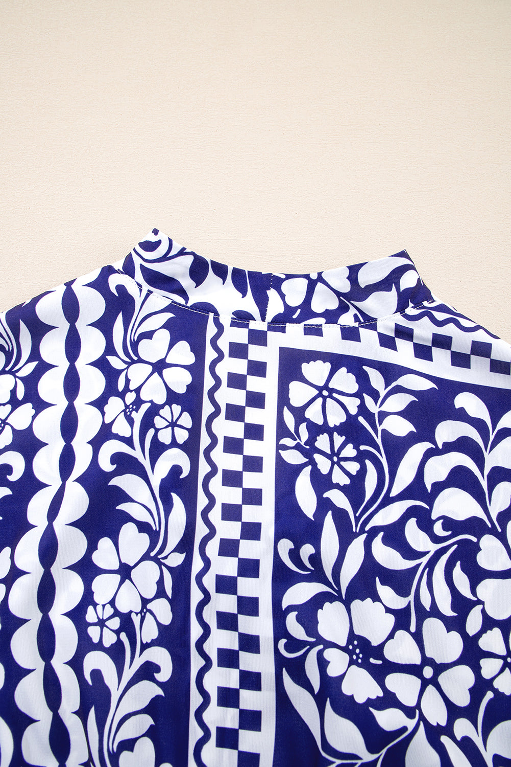 Dirty blue Shirred Waist V Neck Sleeveless Floral Print Midi Dress