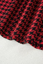Red Houndstooth Print V Neck Sleeveless Mini Dress