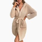 Plush Loungewear Robe Hooded Sleepwear With Drawstring