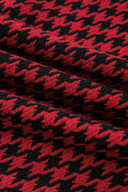 Red Houndstooth Print V Neck Sleeveless Mini Dress