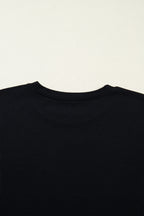 Black Floral Patchwork Short Sleeve T Shirt Loose Maxi Dress