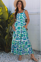 Multicolour Floral Maxi Sundress with Ricrac Trim