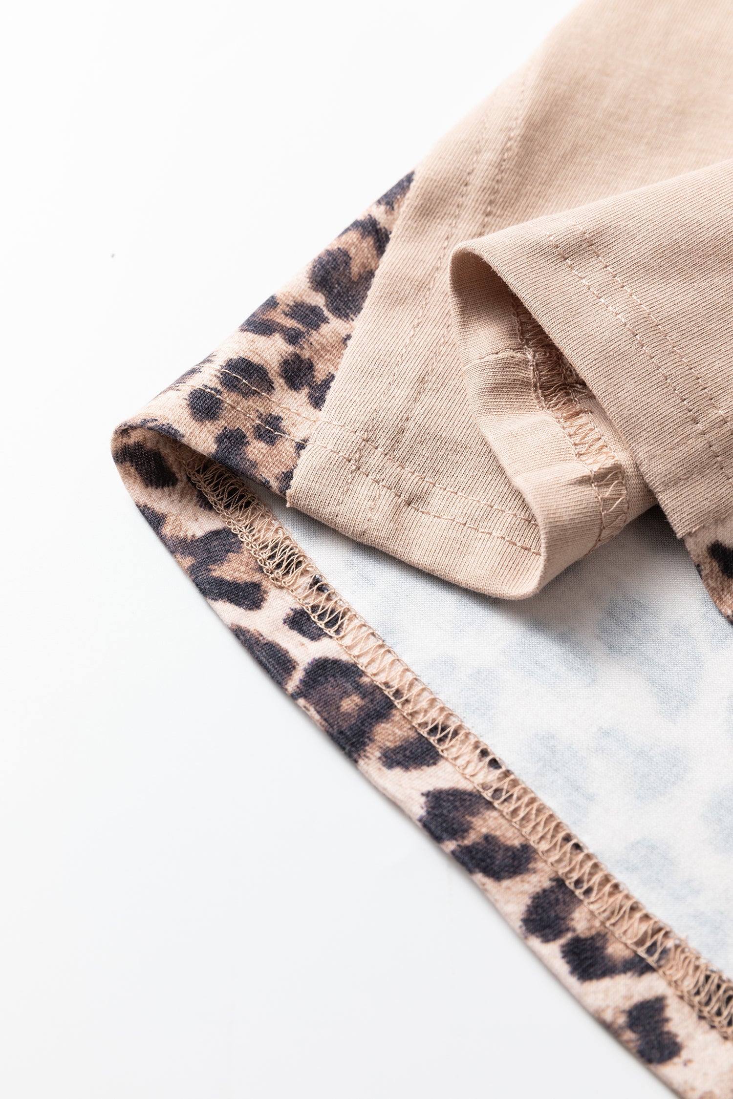 Straw Yellow Mineral Wash Leopard Patchwork Wide Leg Pants