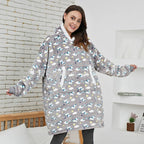 Christmas Pajamas Flannel Printed Hooded Blanket