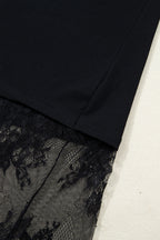 Black Floral Patchwork Short Sleeve T Shirt Loose Maxi Dress