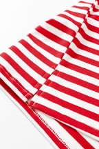 Red Stripe Drop Shoulder Long Sleeve Top Lounge Pants 2pcs Set