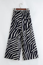 Black Zebra Striped Summer Wide Leg Pants