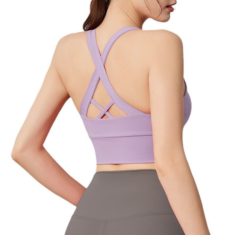 Cross Back Shockproof Yoga Bra