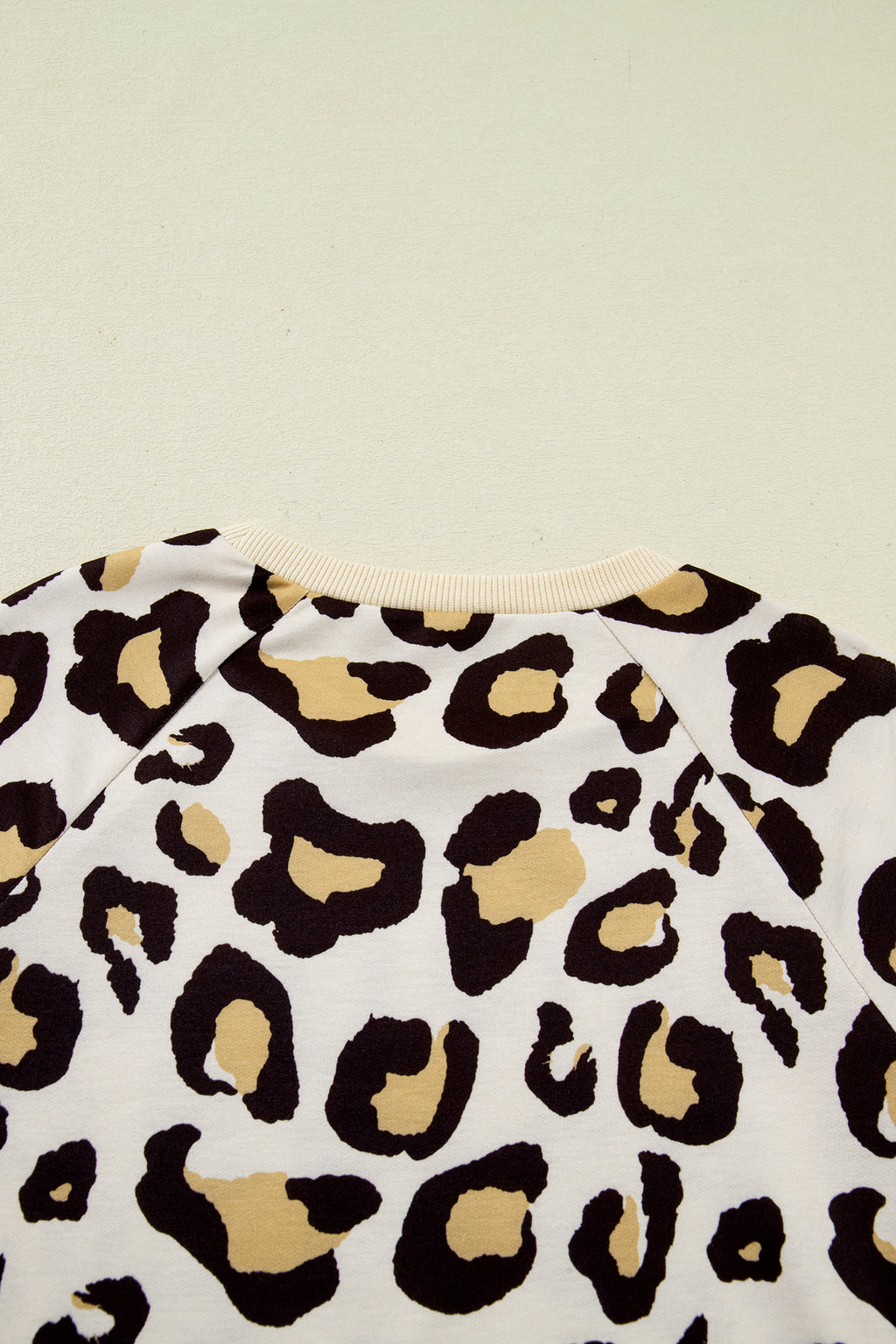 Khaki Leopard Long Sleeve Shift T Shirt Dress with Pockets