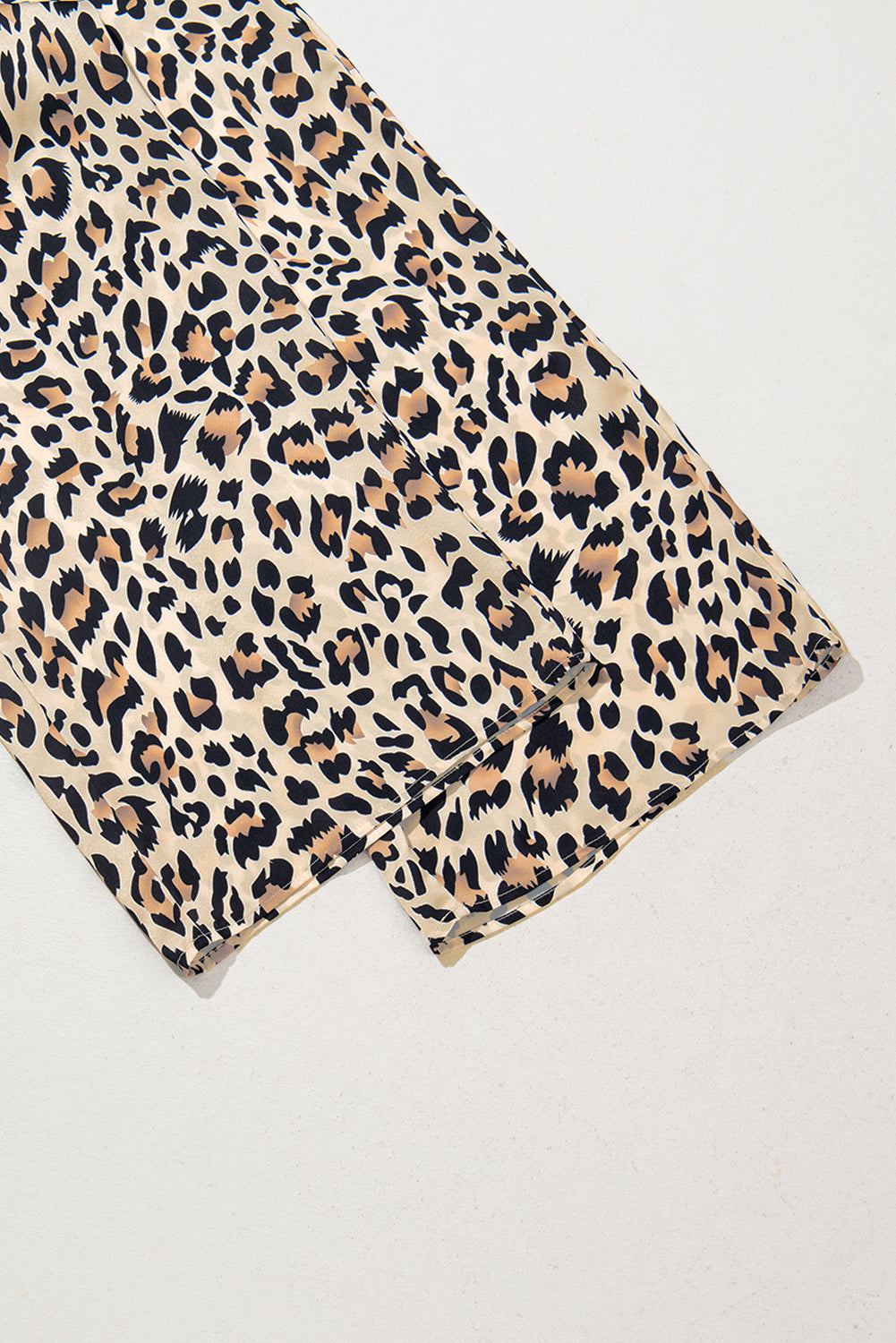 Parchment Leopard Drawstring Elastic Waistband Flowy Wide Leg Pants