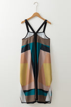 Brown Retro Geometric Printed Y Back Sleeveless Dress