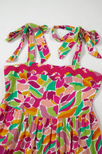 Multicolour Floral Tied Straps Ricrac Trim Maxi Dress