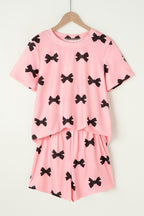 Pink Bow Printed Short 2pcs Lounge Set