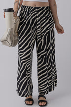 Black Zebra Striped Summer Wide Leg Pants