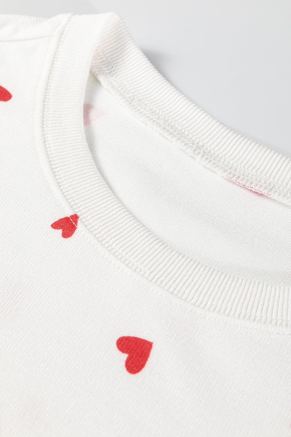 Fiery Red Tiny Hearts Printed Long Sleeve Top Drawstring Lounge Pant Set