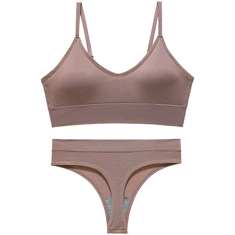 Simple Wireless Spaghetti Strap Bra Shorts Suit