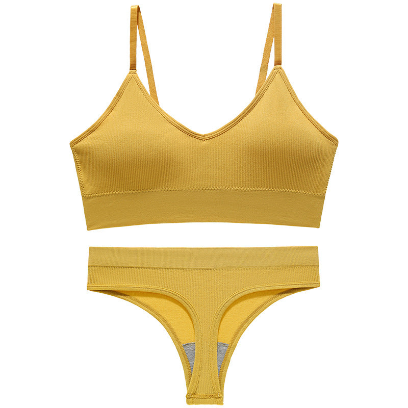 Simple Wireless Spaghetti Strap Bra Shorts Suit