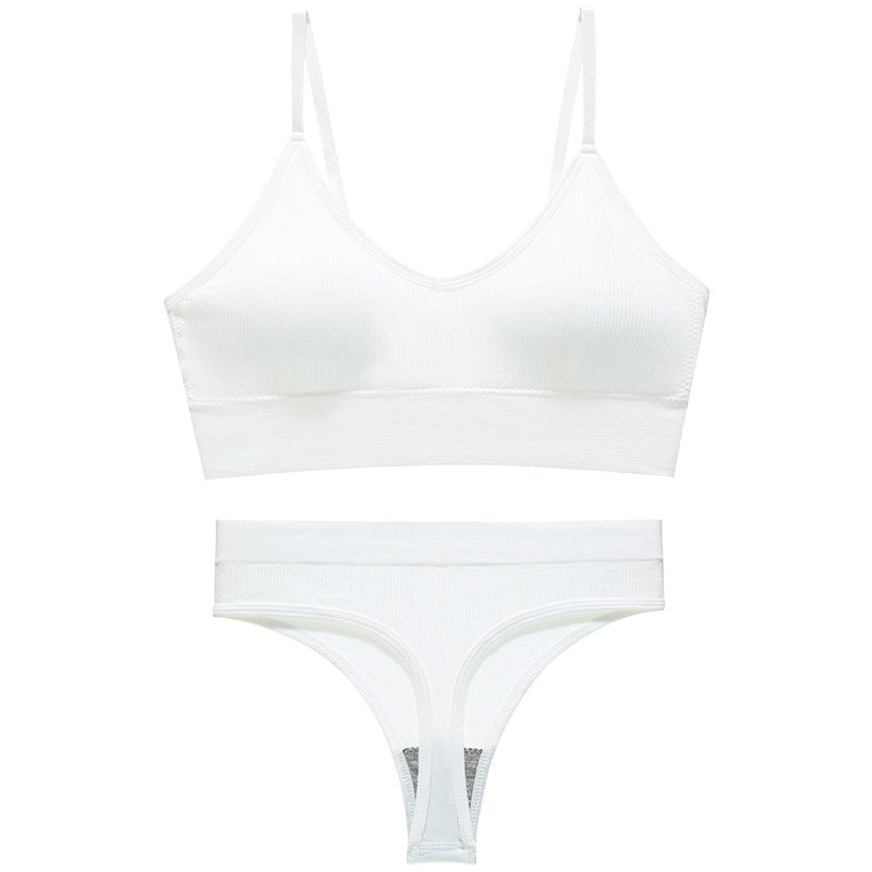 Simple Wireless Spaghetti Strap Bra Shorts Suit