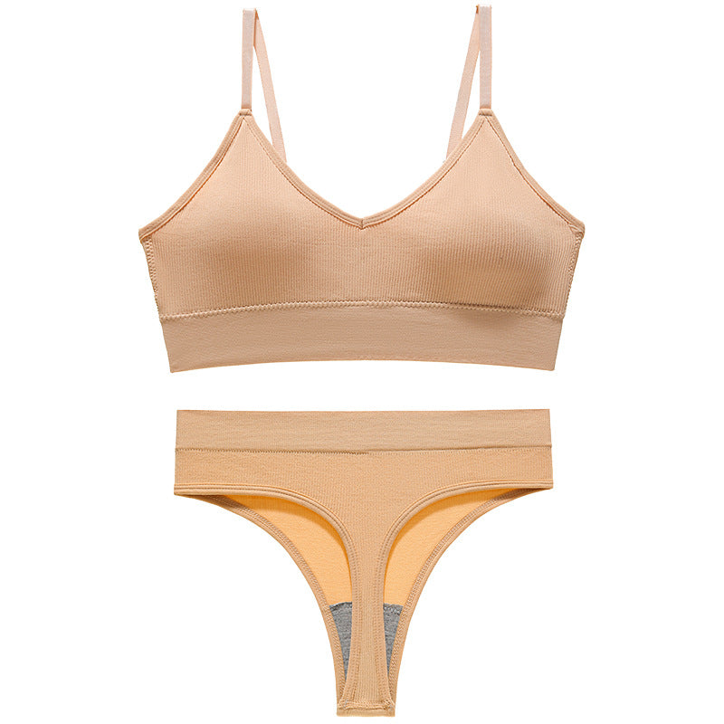 Simple Wireless Spaghetti Strap Bra Shorts Suit