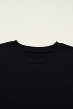 Black Floral Patchwork Short Sleeve T Shirt Loose Maxi Dress