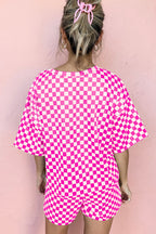 Black Checkered Top and Short Casual 2pcs Set