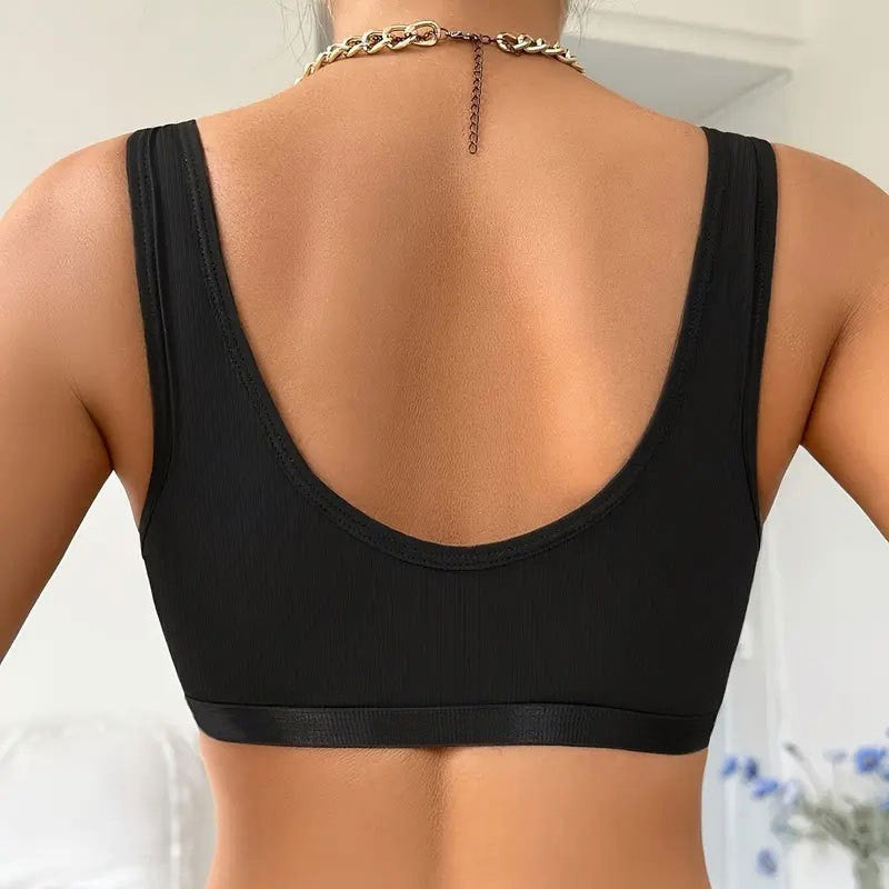 Front Button Thin Non-magnetic Wireless Push-up Bra
