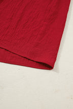 Racing Red Contrast Embroidered Detail Cinched Waist Tiered Long Sleeve Maxi Dress