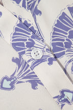 Sky Blue Printed Shirt Collar Half Button A-line Mini Dress