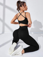 6 Color Thread Cross Waist Bra Trousers Suit