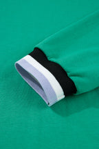 Mint Green Varsity Contrast Striped V Neck Long Sleeve T Shirt Dress with Pockets