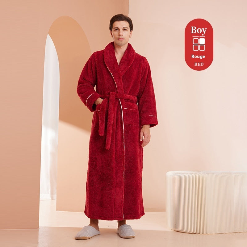 Thickened Cotton Velvet Luxury Couple Bathrobe Pajamas