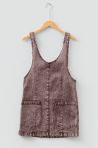 Goat Vintage Washed Denim V Neck Suspender Mini Dress