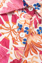 Red Fall Flower Print Long Sleeve Mini Dress